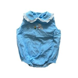 Vintage Grace Blue Polka Dot little lamb onesie Sz 3-6 months
